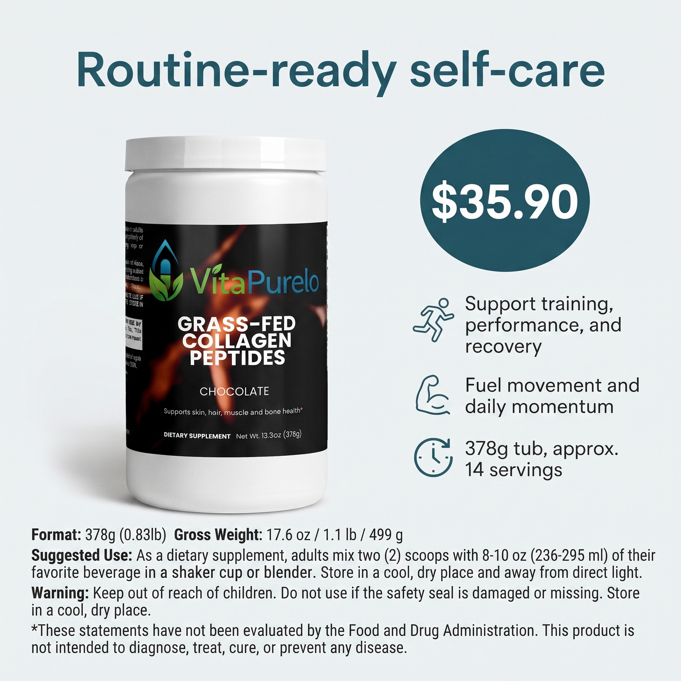 [UGC] Grass-Fed Collagen Peptides Powder (Chocolate) — Value / Price