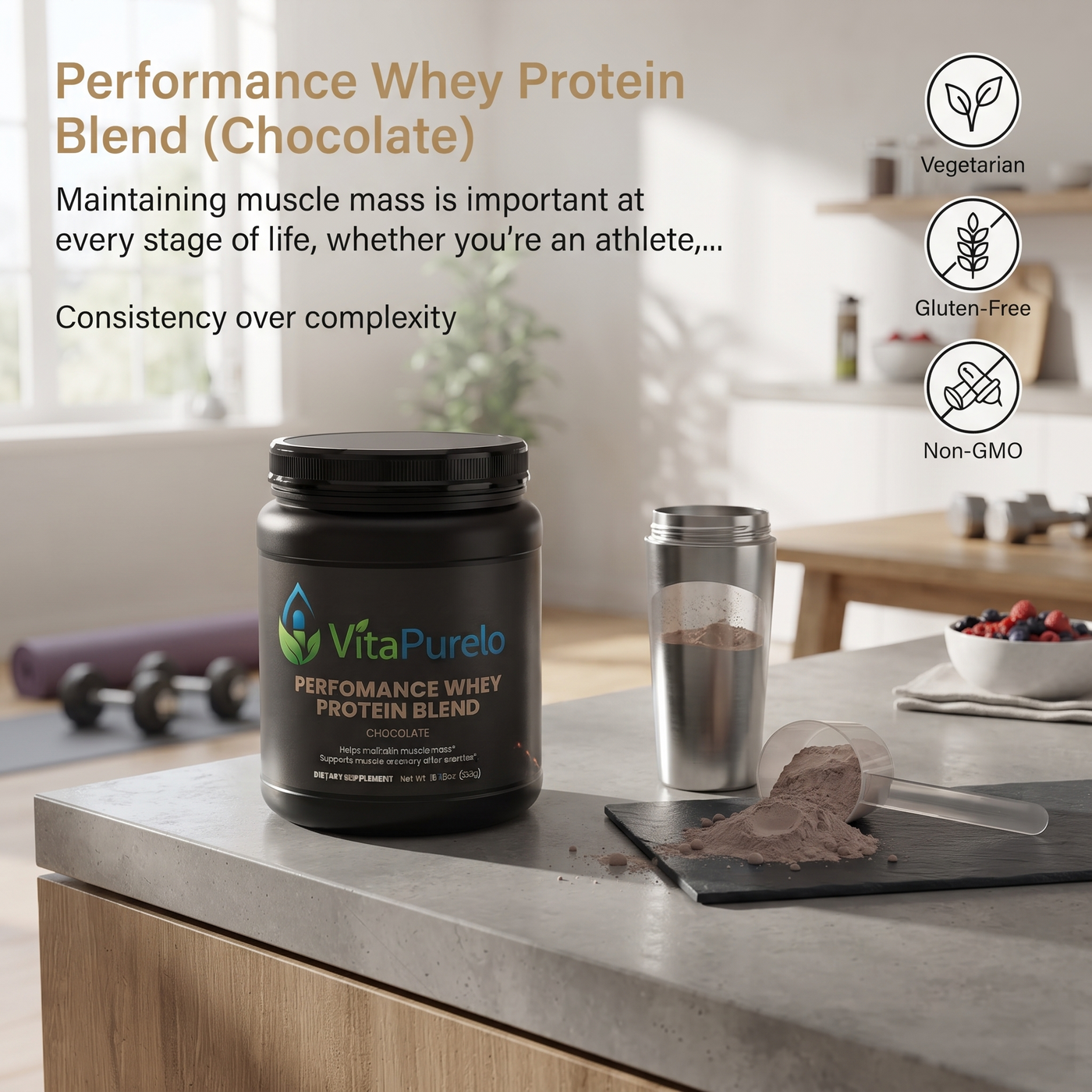 [UGC] Performance Whey Protein Blend (Chocolate) — Product + Context